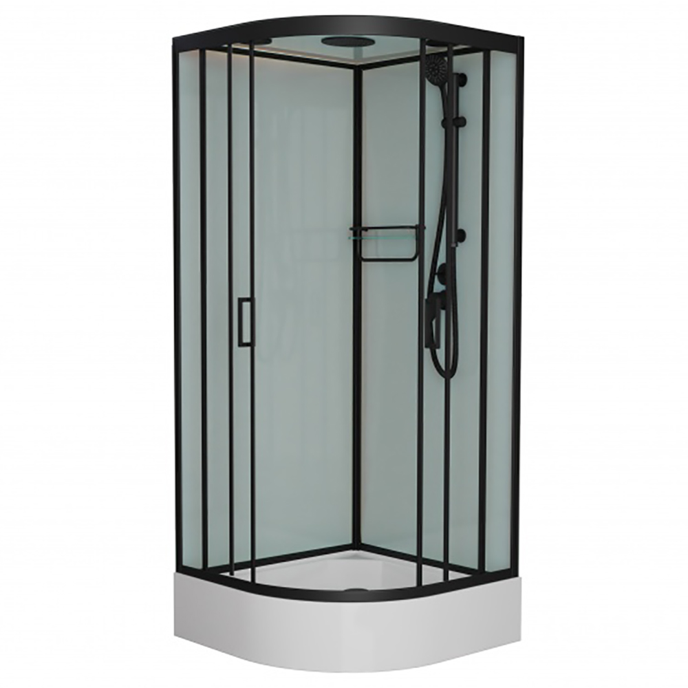 Душевая кабина Frank F400/1 М Black 100x100, с полотенцедержателем, стекло матовое, профиль черный