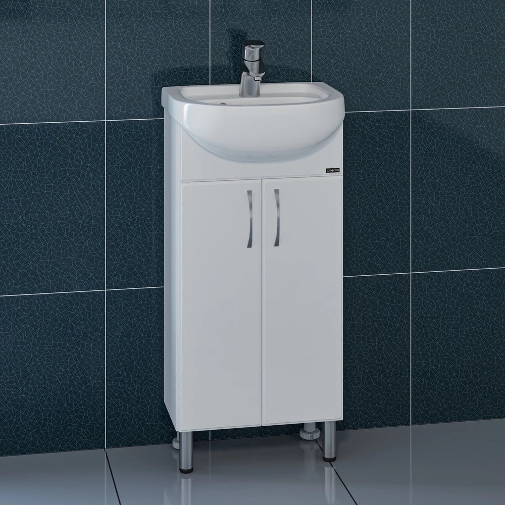 Тумба под раковину Санта Сити 40 напольная, с дверцами, цвет белый