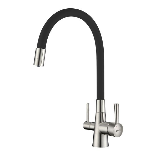 Смеситель Lemark Comfort LM3075BN Black для кухни, под фильтр, цвет никель / черный