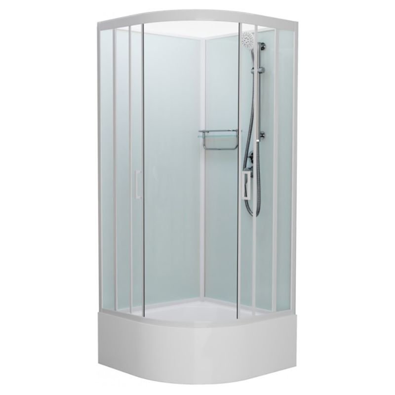 Душевая кабина Frank F409/2 White 90x90, с полотенцедержателем, стекло прозрачное, профиль белый, без крыши