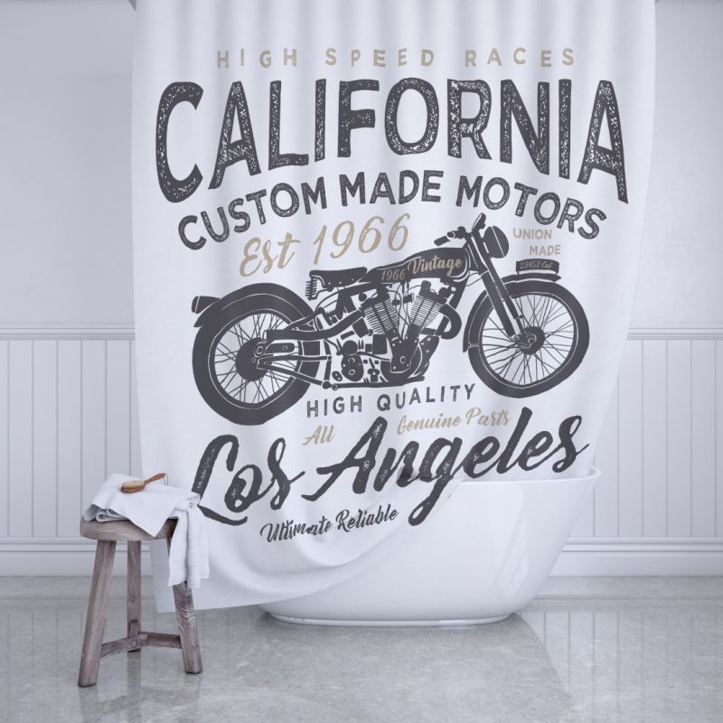 Штора для ванной Fixsen California FX-2500, 180x200, цвет белый / черный