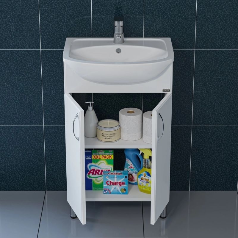 Тумба под раковину Санта Сити 50 напольная, с дверцами, цвет белый - фото 1