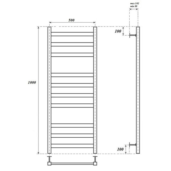 Полотенцесушитель Point П10 50x100 электрический, цвет хром