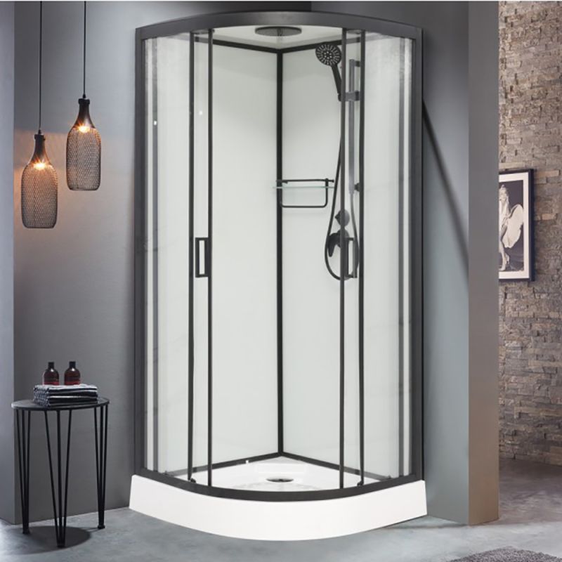 Душевая кабина Frank F410 М Black 110х110, с полотенцедержателем, стекло матовое, профиль черный