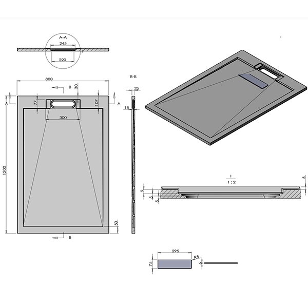 Поддон для душа Vincea VST-4SRL 120x80, искусственный камень, цвет белый матовый