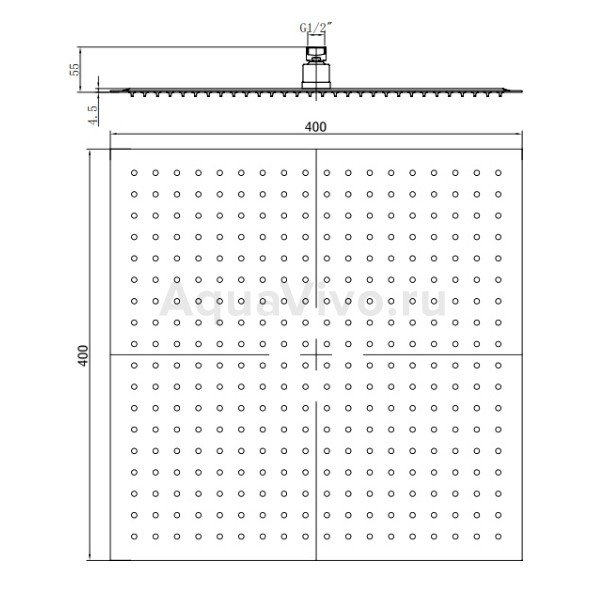 Верхний душ RGW Shower Panels SP-82, 40х40 см, цвет хром - фото 1