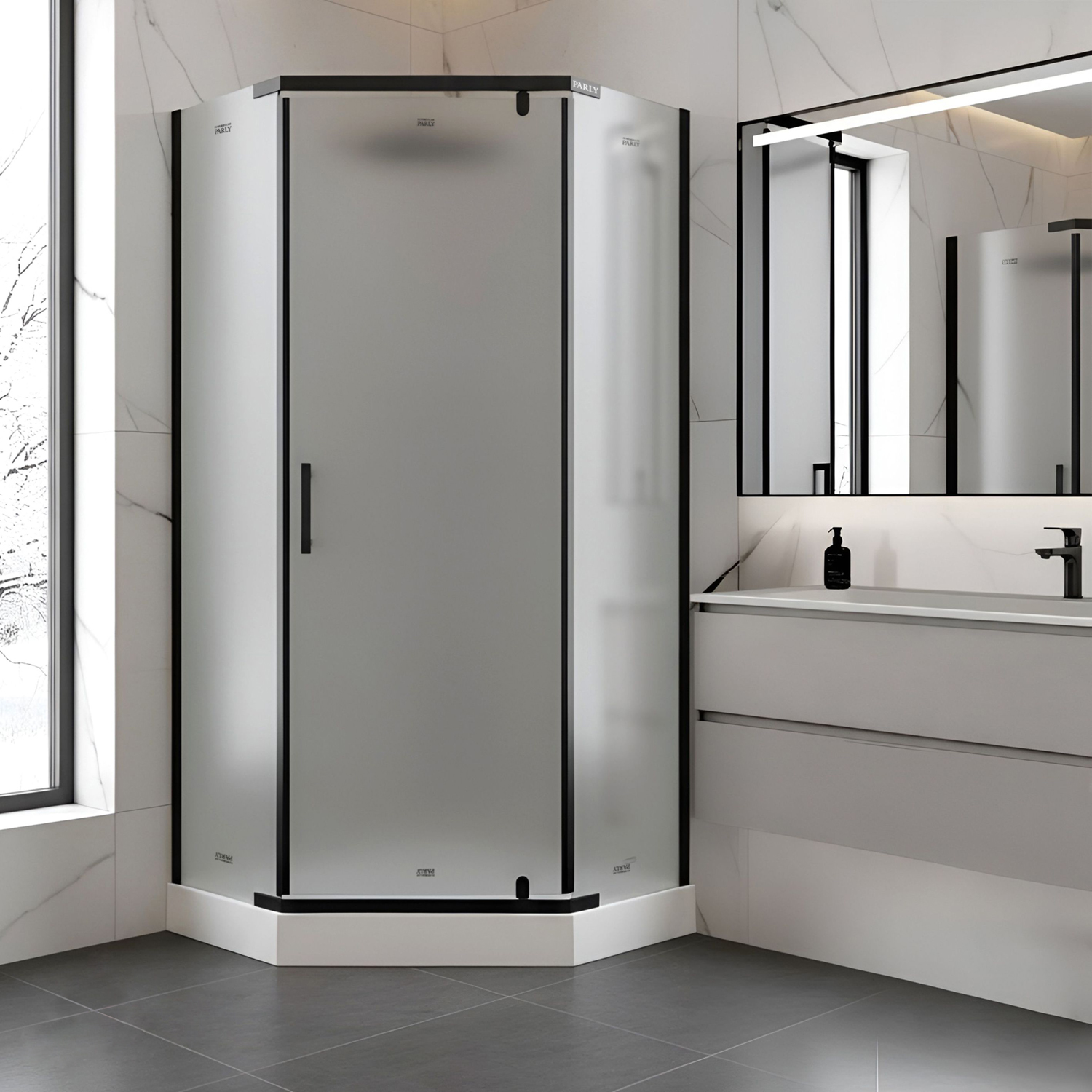 Душевой уголок Parly ZPE911BF 90х90, стекло матовое, профиль хром