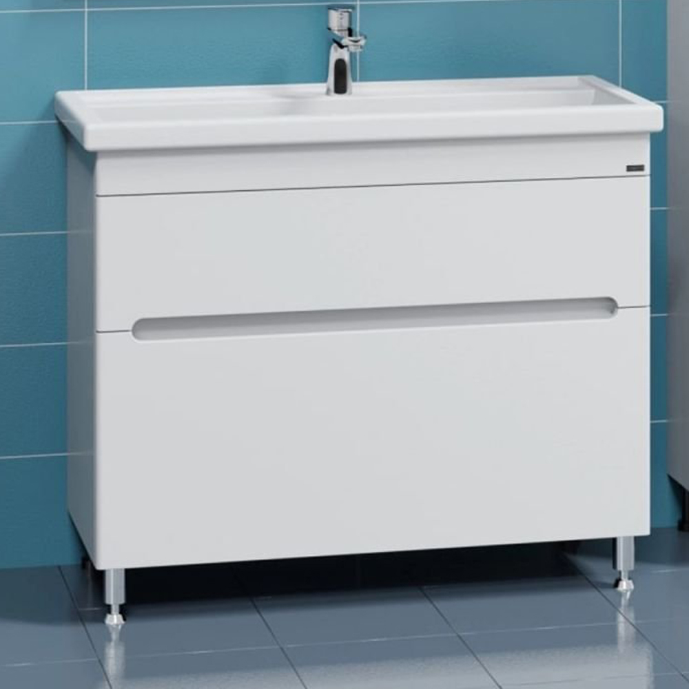 Тумба под раковину Санта Лондон 100 напольная, с ящиками, цвет белый