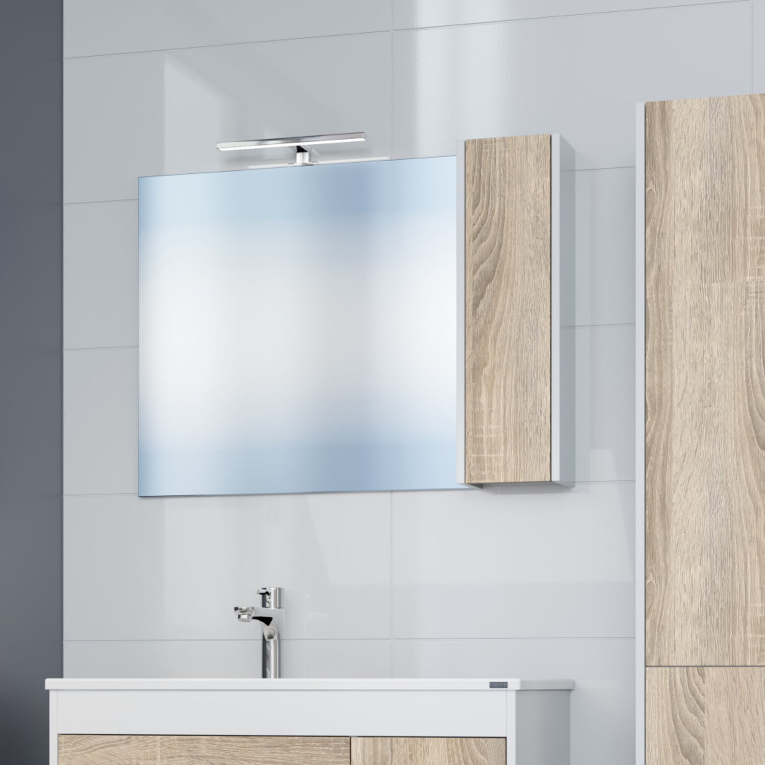 Мебель для ванной Санта Меркурий 90, цвет белый / янтарное дерево