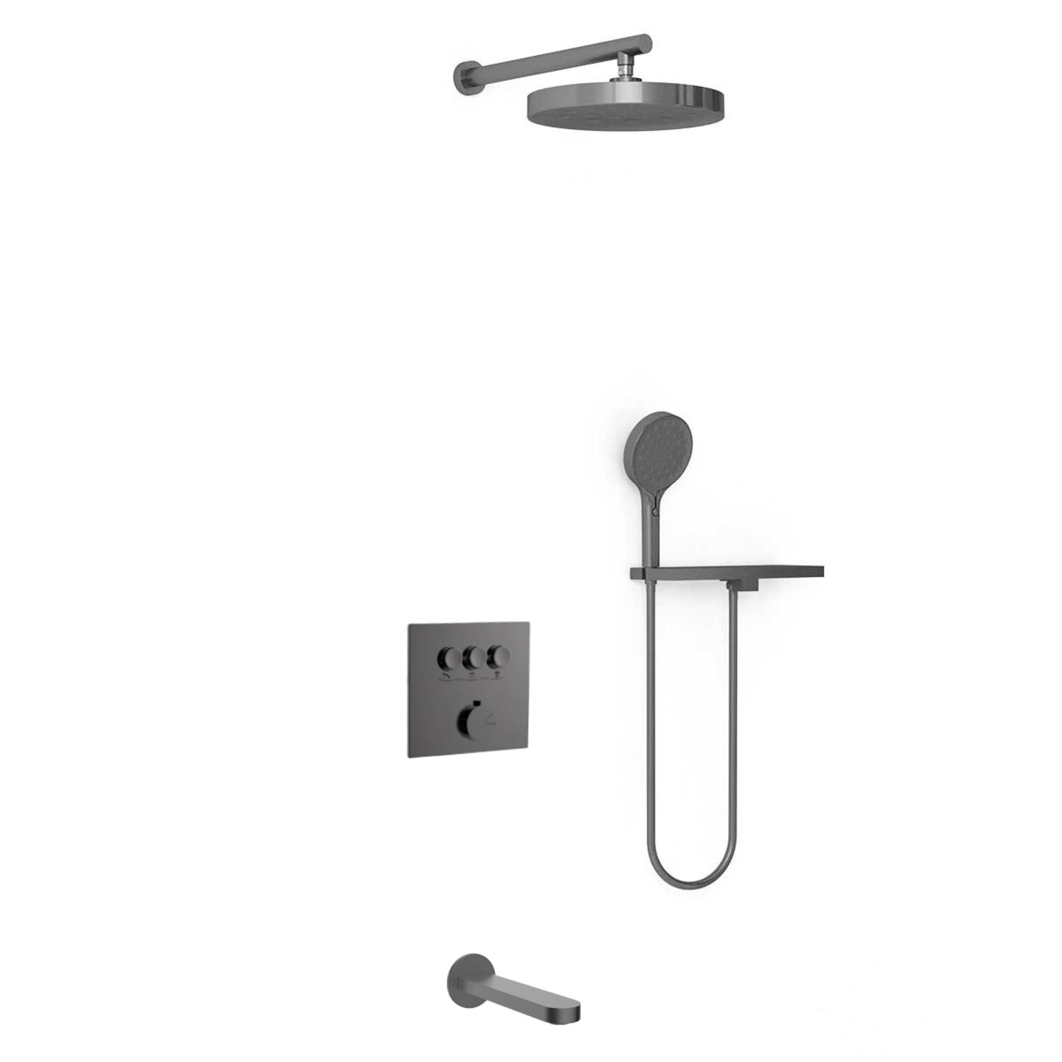 Душевой комплект Vincea Inspire VSFW-431I2RGM, встраиваемый, цвет вороненая сталь