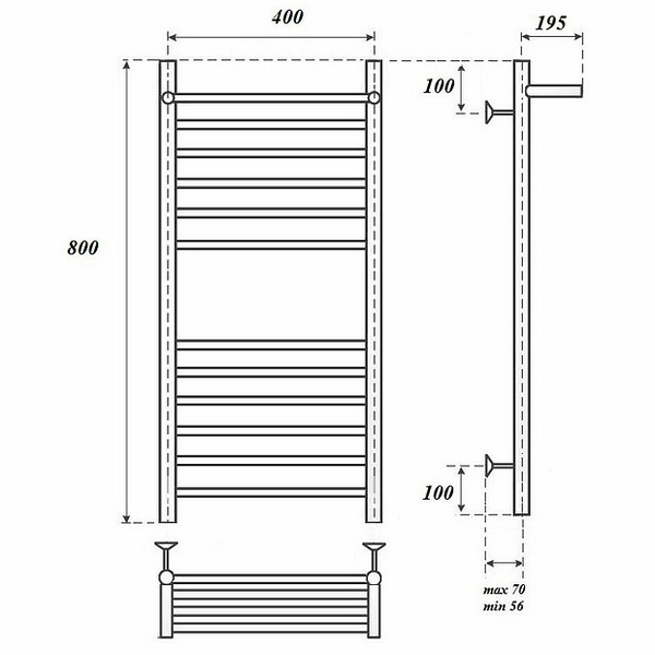 Полотенцесушитель Point П11 40x80 электрический, с полкой, цвет хром - фото 1