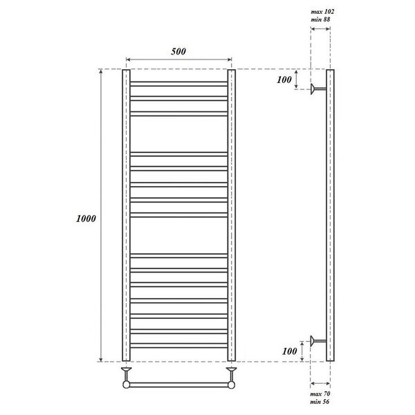 Полотенцесушитель Point П15 50x100 водяной, цвет хром - фото 1