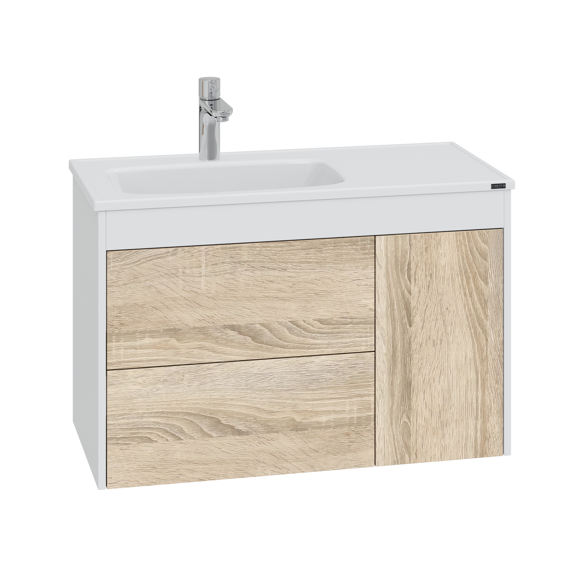 Тумба под раковину Санта Меркурий 90, цвет белый / янтарное дерево - фото 1