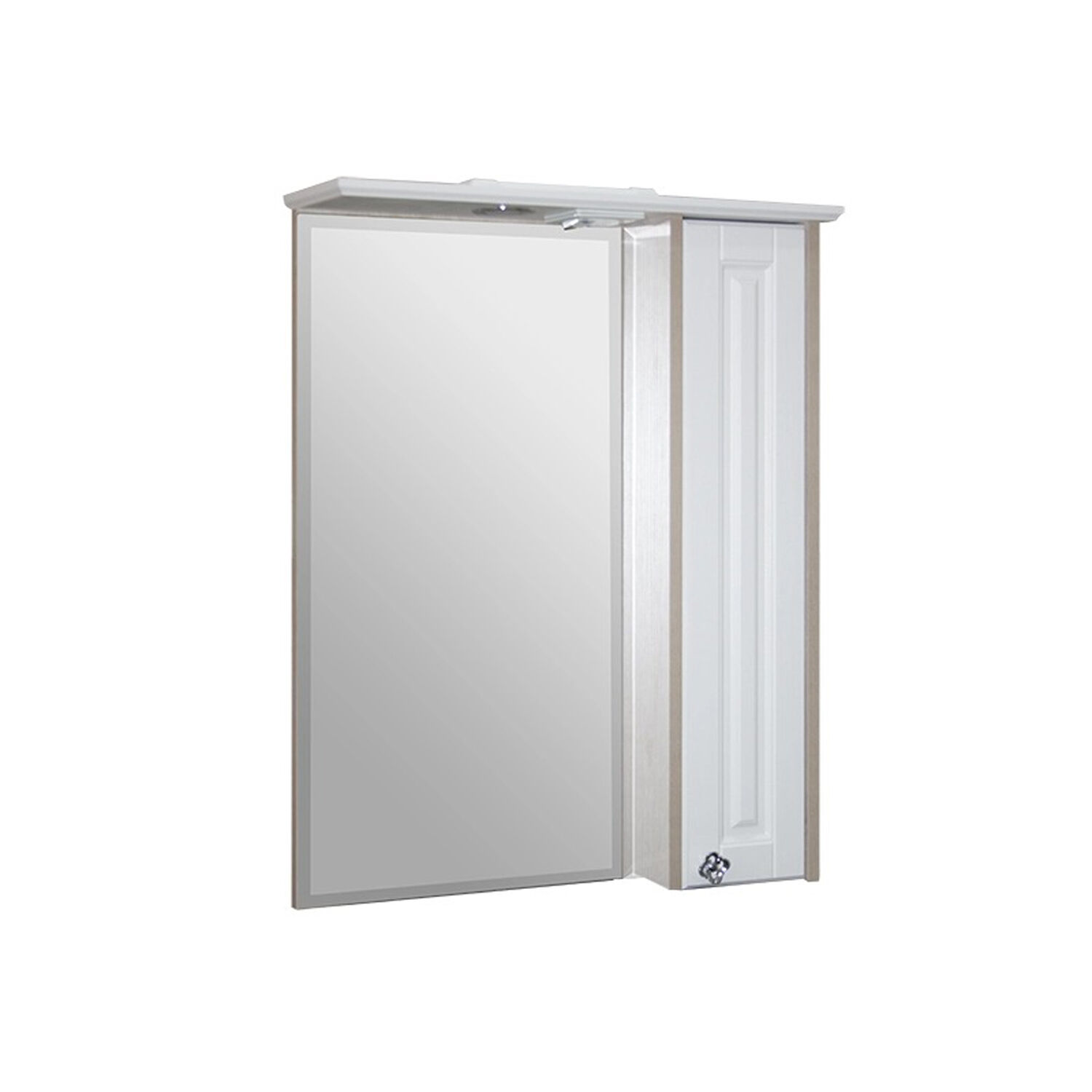 Шкаф-зеркало Mixline Версаль 55, правый, с подсветкой, цвет белое дерево