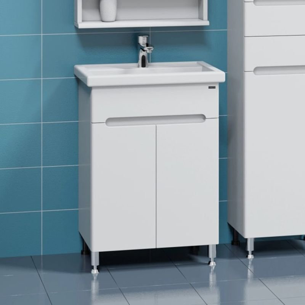 Тумба под раковину Санта Лондон 60 напольная, с дверцами, цвет белый