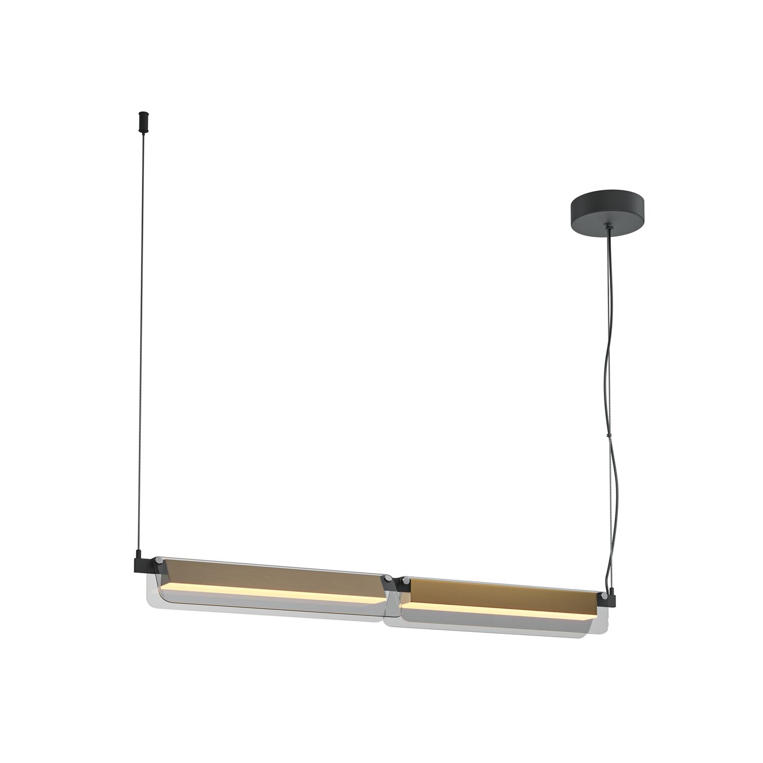 Подвесной светильник Maytoni Flat MOD296PL-L20BS3K, арматура черная / латунь, профиль стекло серое