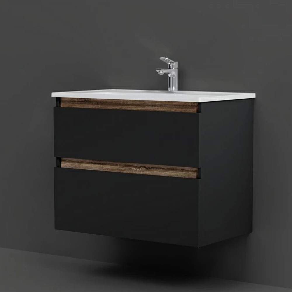 Тумба под раковину AM.PM X-Joy 80 подвесная, цвет черный матовый/дерево
