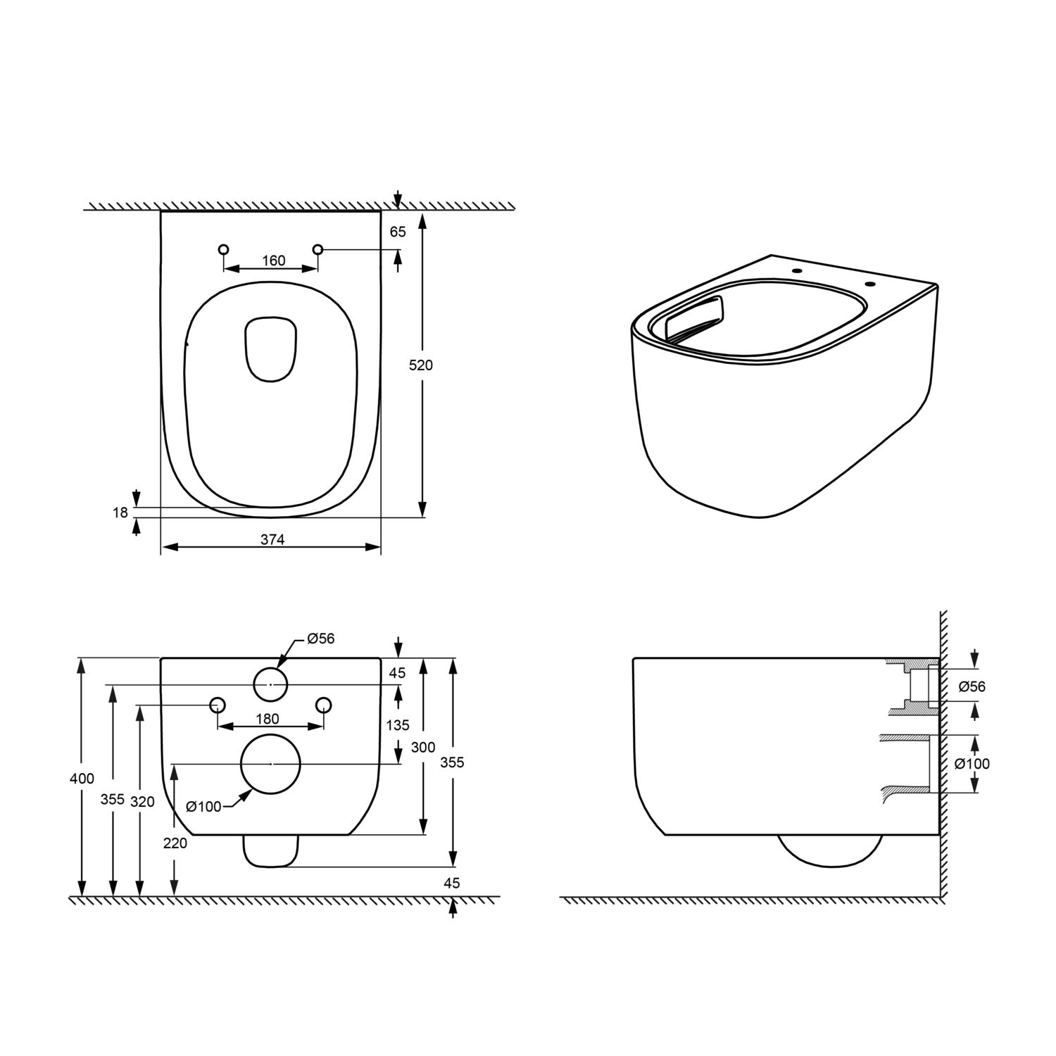 Унитаз Grossman Thin Rim GR-5605 SQ подвесной, с сиденьем микролифт, цвет белый глянцевый - фото 1