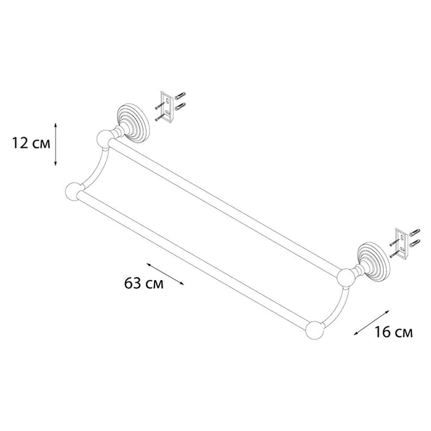 Полотенцедержатель Fixsen Retro FX-83802, двойной, 60 см, цвет античная латунь - фото 1