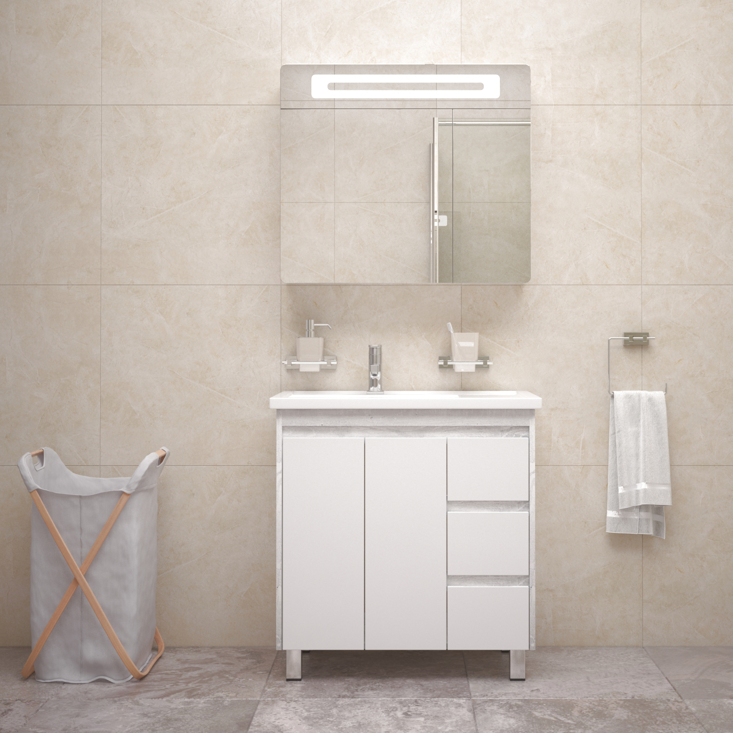 Мебель для ванной Corozo Остин 80, цвет пайн белый