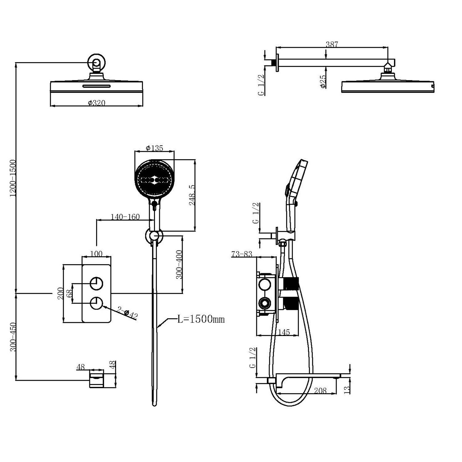 Душевой комплект Vincea Domus VSFW-5DM1GM, встраиваемый, цвет вороненая сталь - фото 1