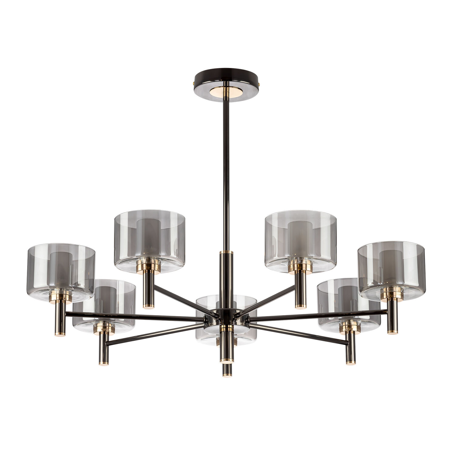 Люстра Citilux Elan CL241171, арматура хром / черная / золото, плафоны стекло дымчатое - фото 1