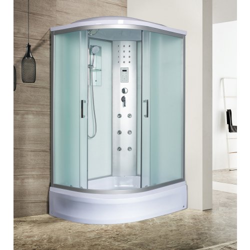 Душевая кабина River Dunay 120/90/24 МТ R 120x90, правая, стекло матовое, профиль хром матовый, с крышей, с гидромассажем