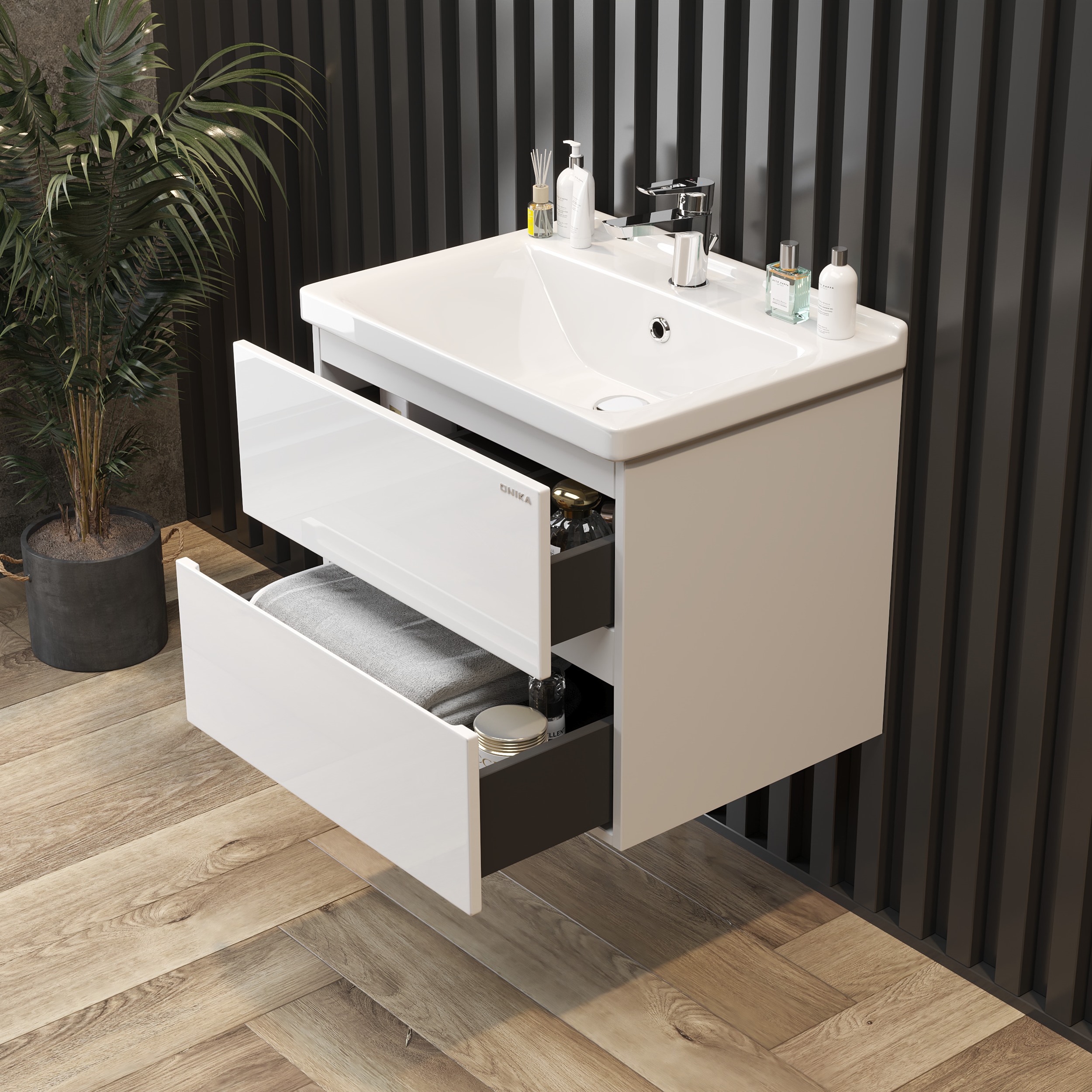 Тумба под раковину Оника Эвада 60, подвесная, цвет белый - фото 1