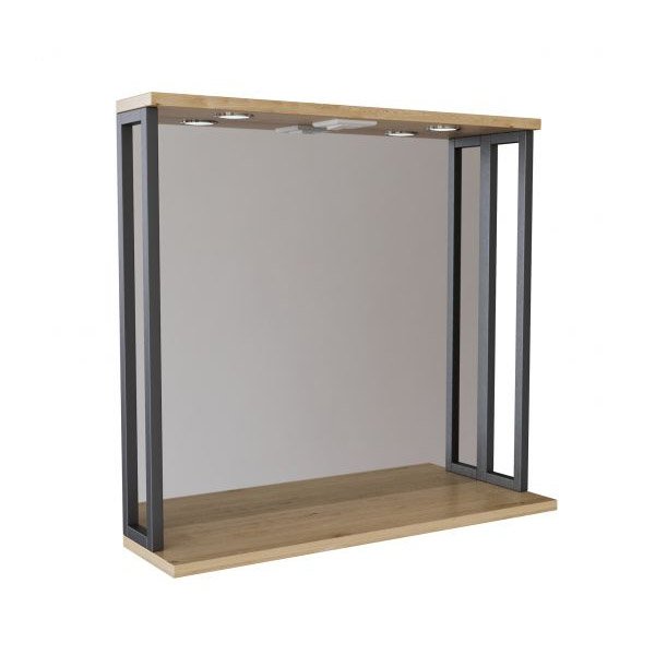 Зеркало Mixline Бруклин 80x70, с подсветкой, цвет дуб бунратти