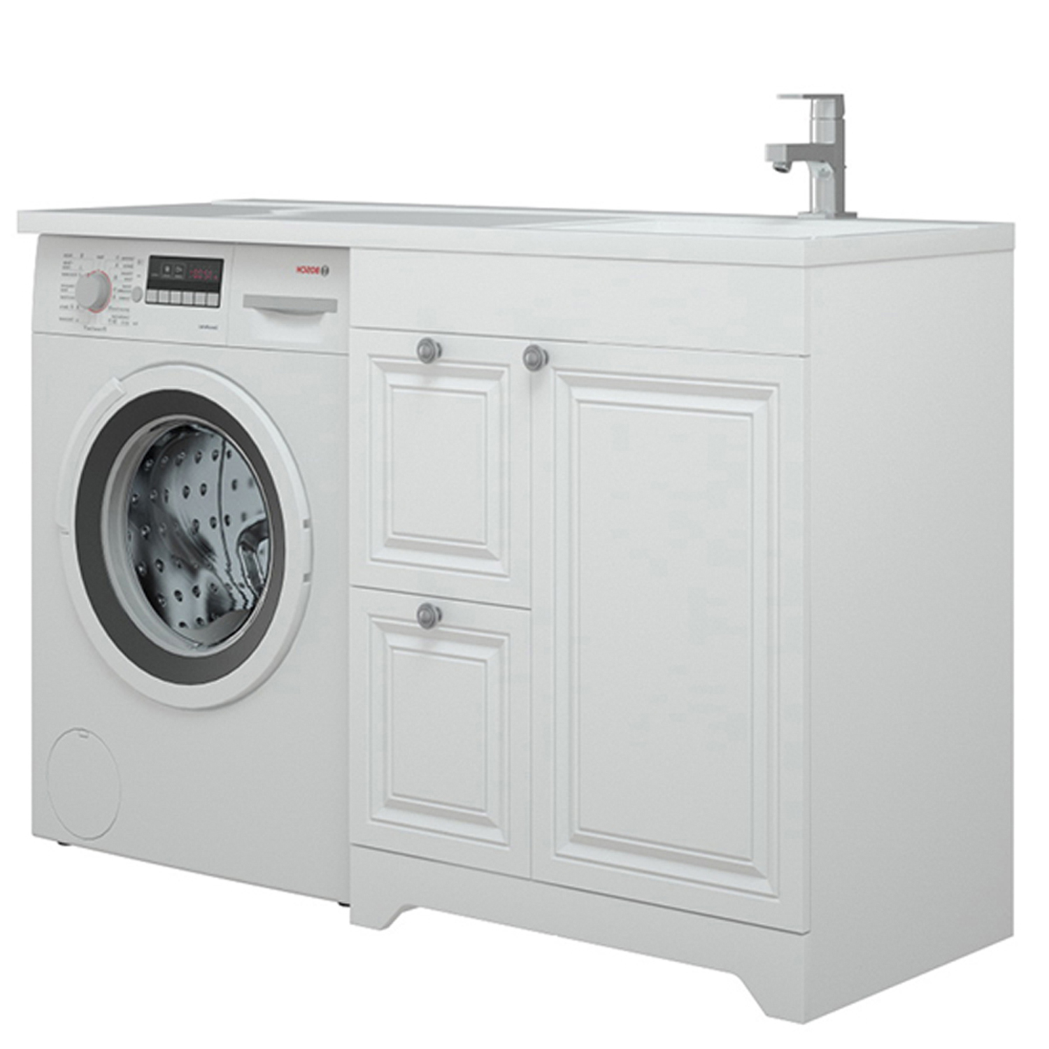 Мебель для ванной Corozo Леон Z2 130 напольная, с тумбой 70 см, цвет белый - фото 1