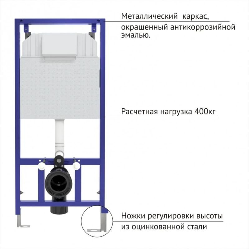 Комплект Berges 043263 подвесного унитаза Okus с сиденьем и инсталляции Novum с белой кнопкой L1