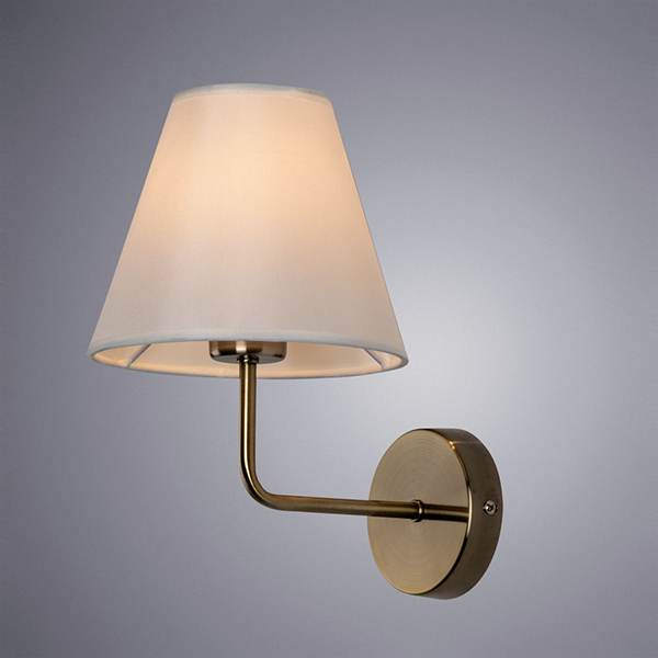 Бра Arte Lamp Elba A2581AP-1AB, арматура бронза, плафон ткань белая, 18х23 см - фото 1