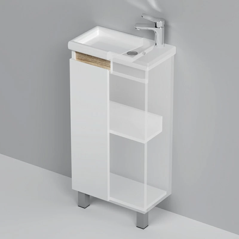 Тумба под раковину AM.PM X-Joy 45 напольная, цвет белый глянец/дерево