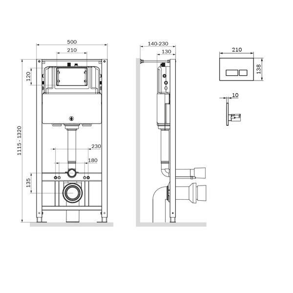 Инсталляция AM.PM Pro I012704.9038 для подвесного унитаза, с черной кнопкой смыва Pro L - фото 1