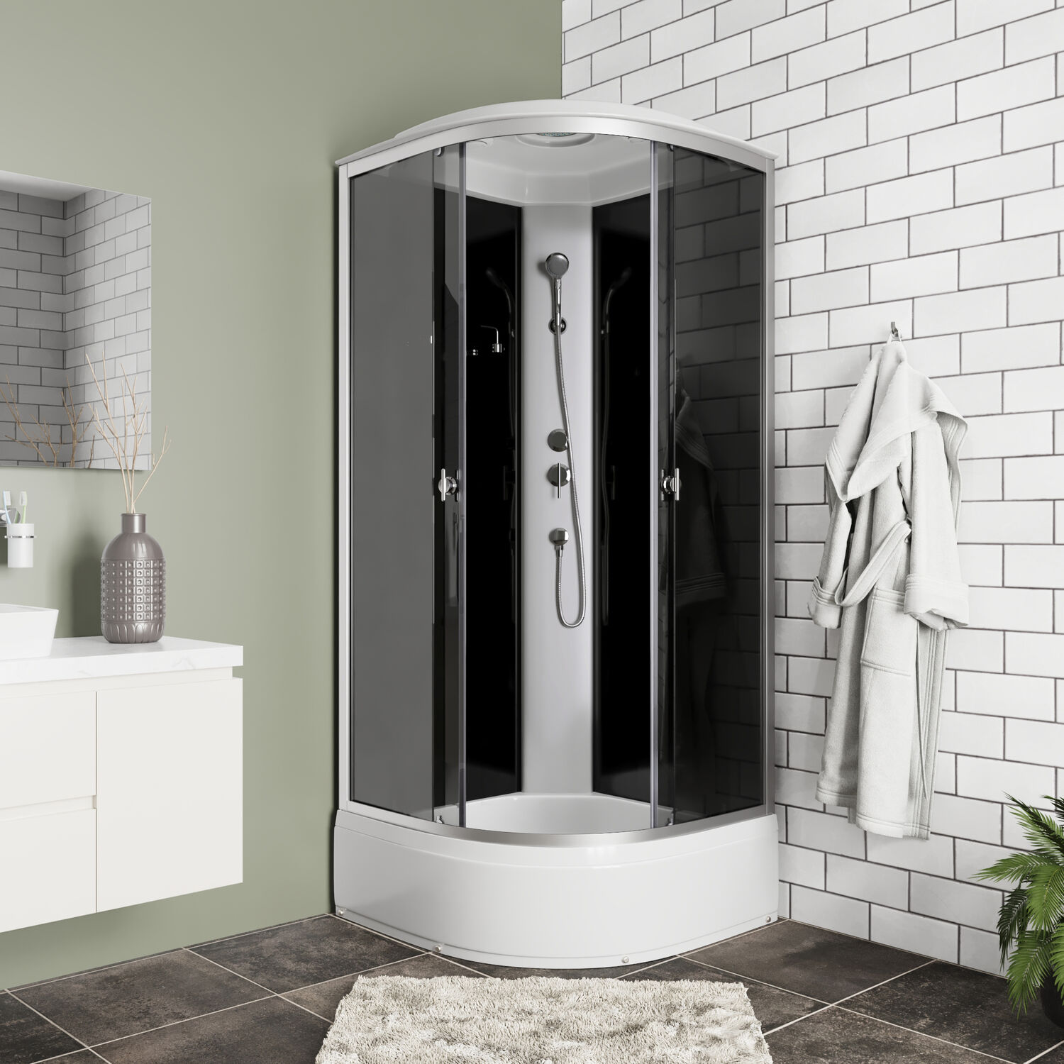 Душевая кабина Niagara Eco E100/26/TN 100х100, стекло тонированное, профиль хром матовый, с крышей
