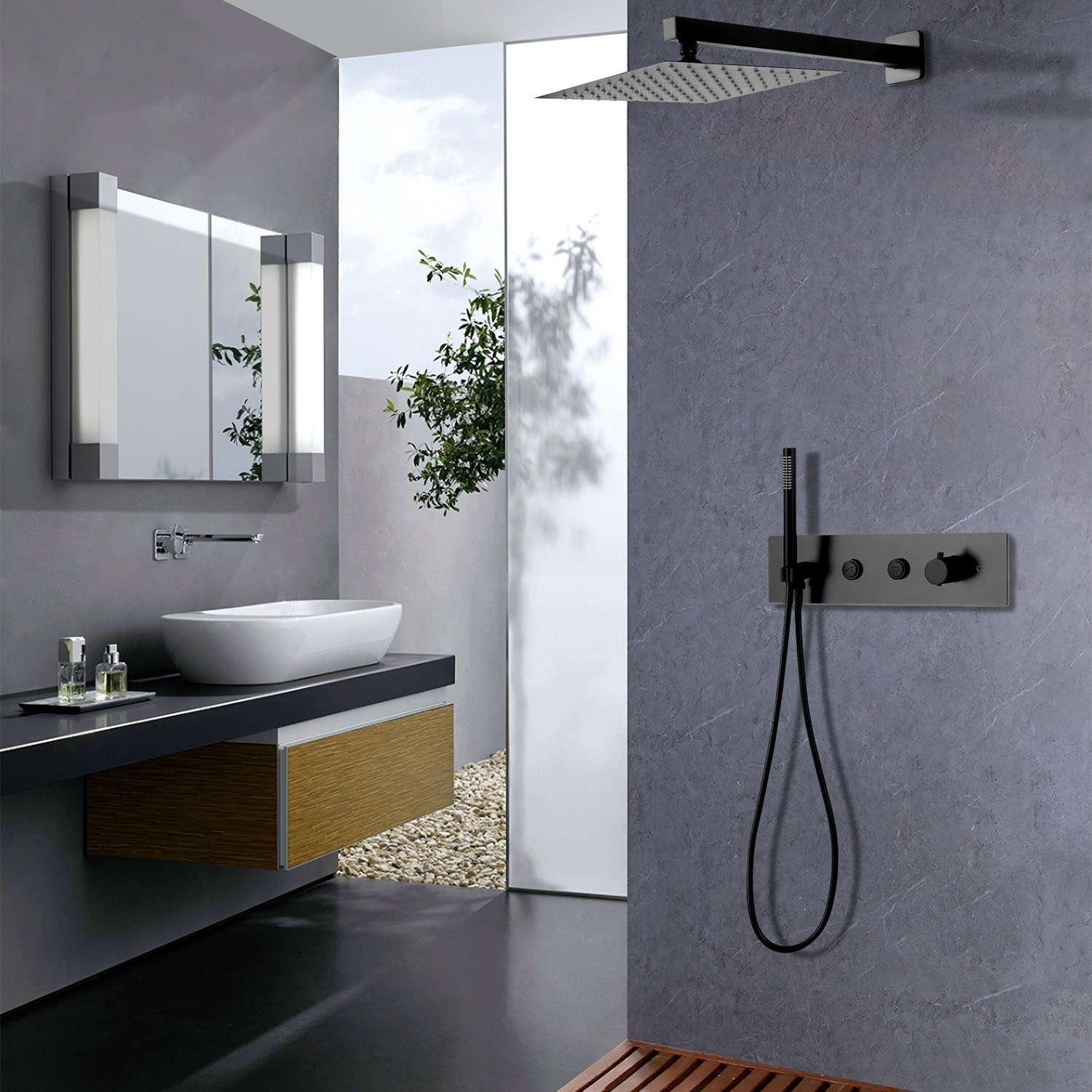 Душевой комплект CeruttiSPA Velia B CT10399, встраиваемый, цвет черный - фото 1