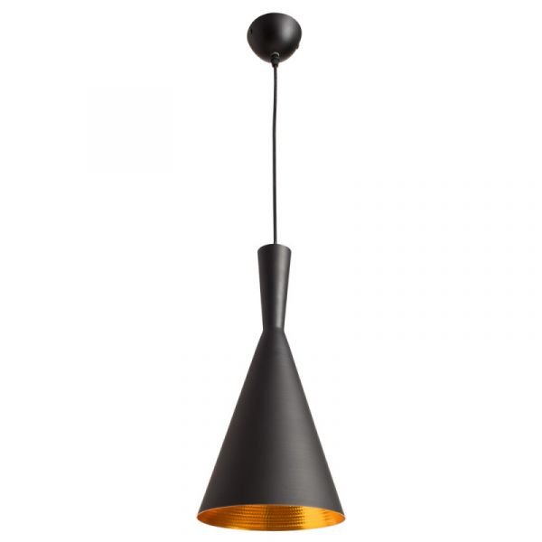 Подвесной светильник Arte Lamp Cappello A3408SP-1BK, арматура черная, плафон металл черный / золото, 19х19 см