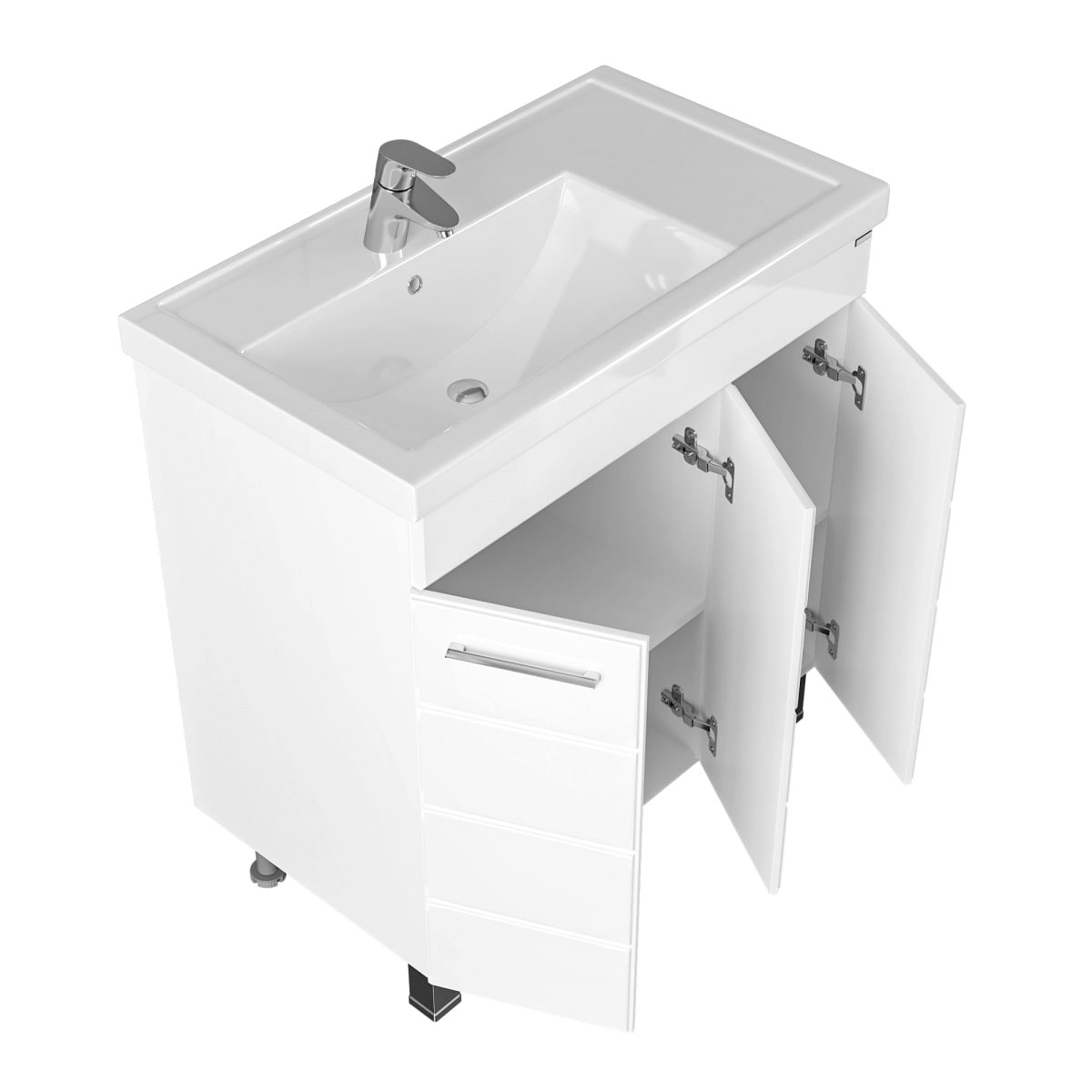 Тумба под раковину Санта Омега 80 П напольная, с дверцами, цвет белый - фото 1