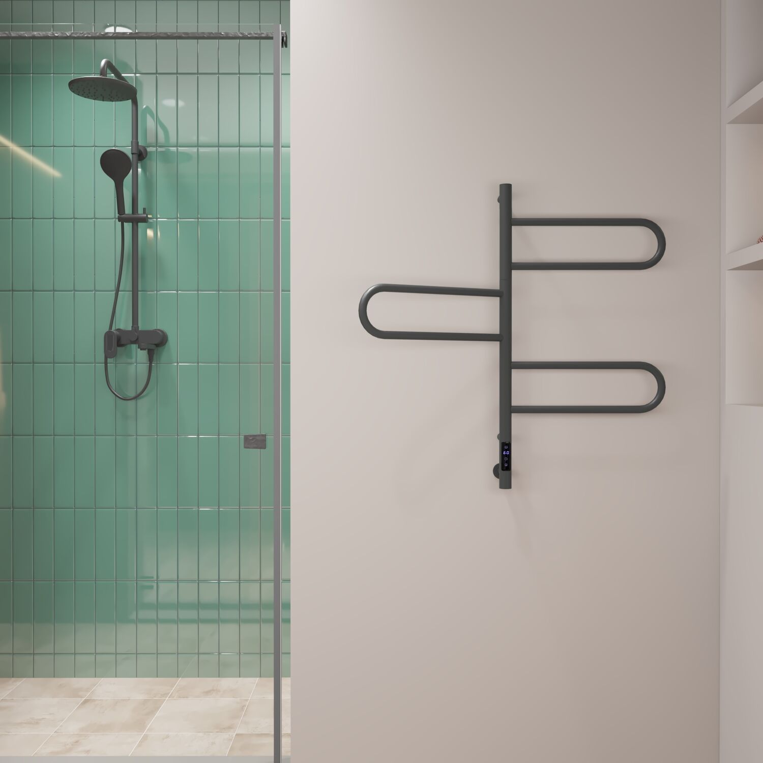 Полотенцесушитель Vincea VTD-1R2CGE 44х80 электрический, цвет графит - фото 1