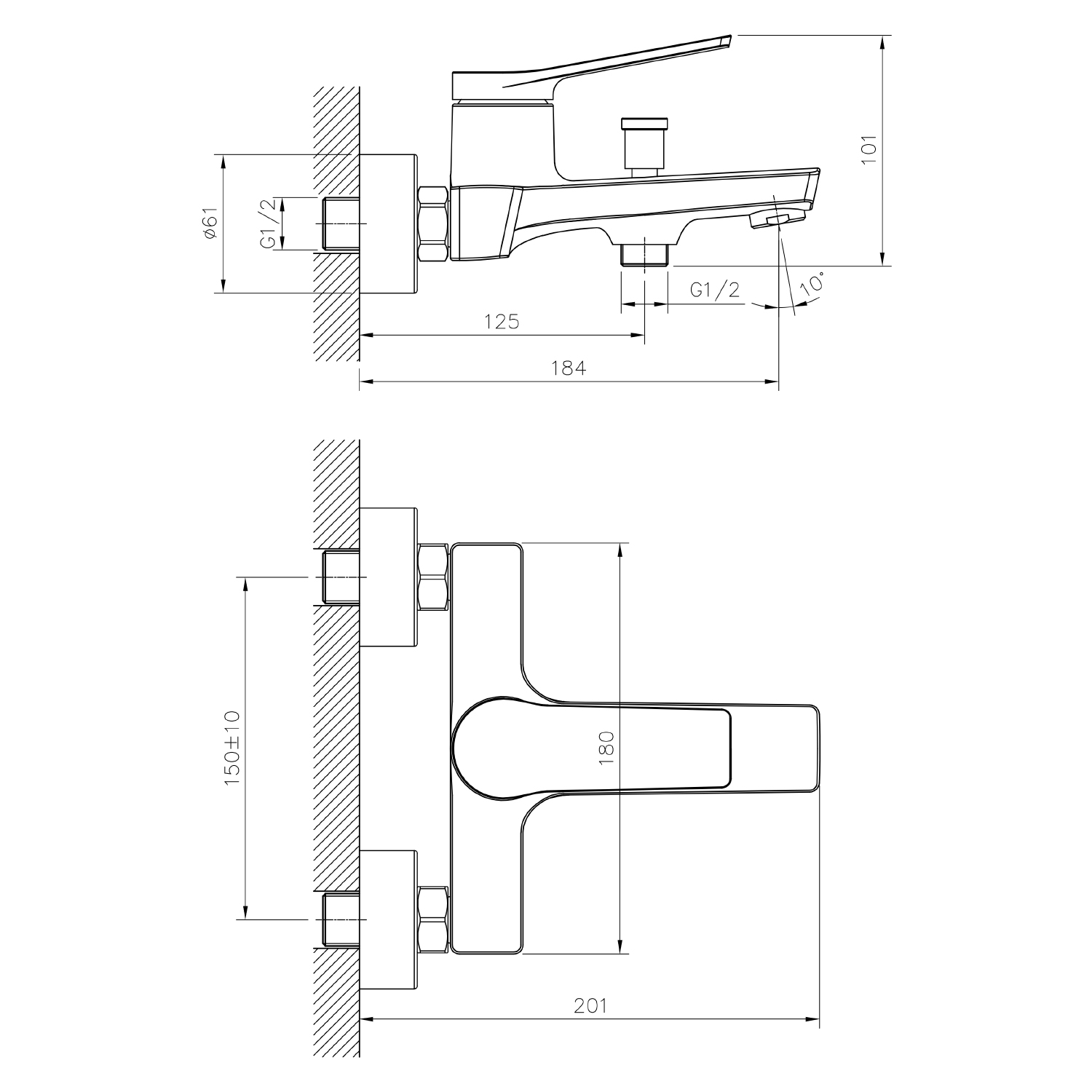 Смеситель Mixline ML24-01 550752 для ванны с душем, цвет хром - фото 1