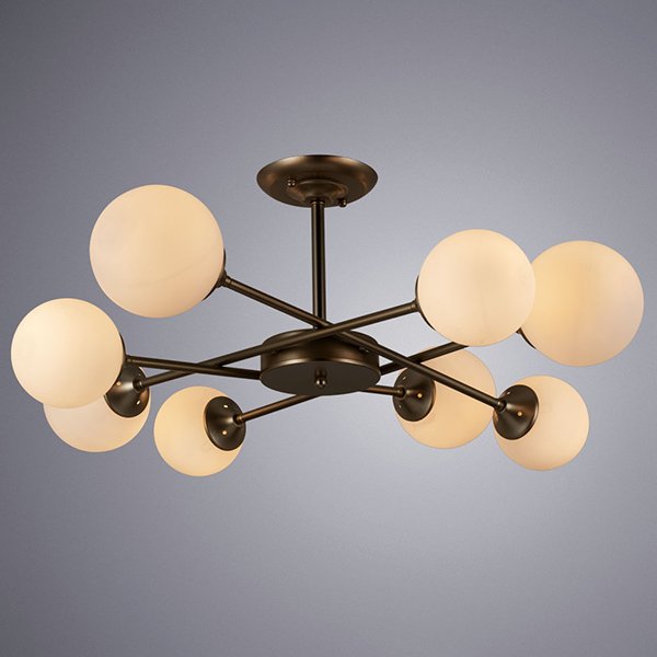 Подвесная люстра Arte Lamp Marco A2703PL-8SG, арматура золото матовое, плафоны стекло белое, 81х81 - фото 1