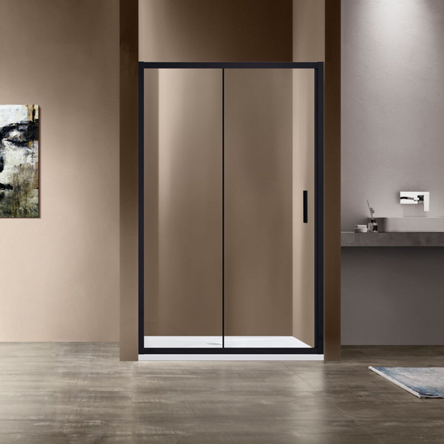 Душевая дверь Vincea Garda VDS-1G 150x190, стекло прозрачное, профиль черный