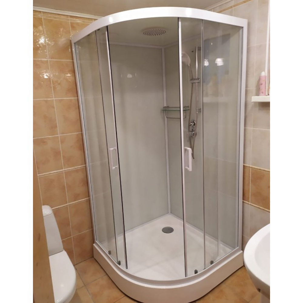 Душевая кабина Frank F409/1 М White 90x90, с полотенцедержателем, стекло матовое, профиль белый - фото 1
