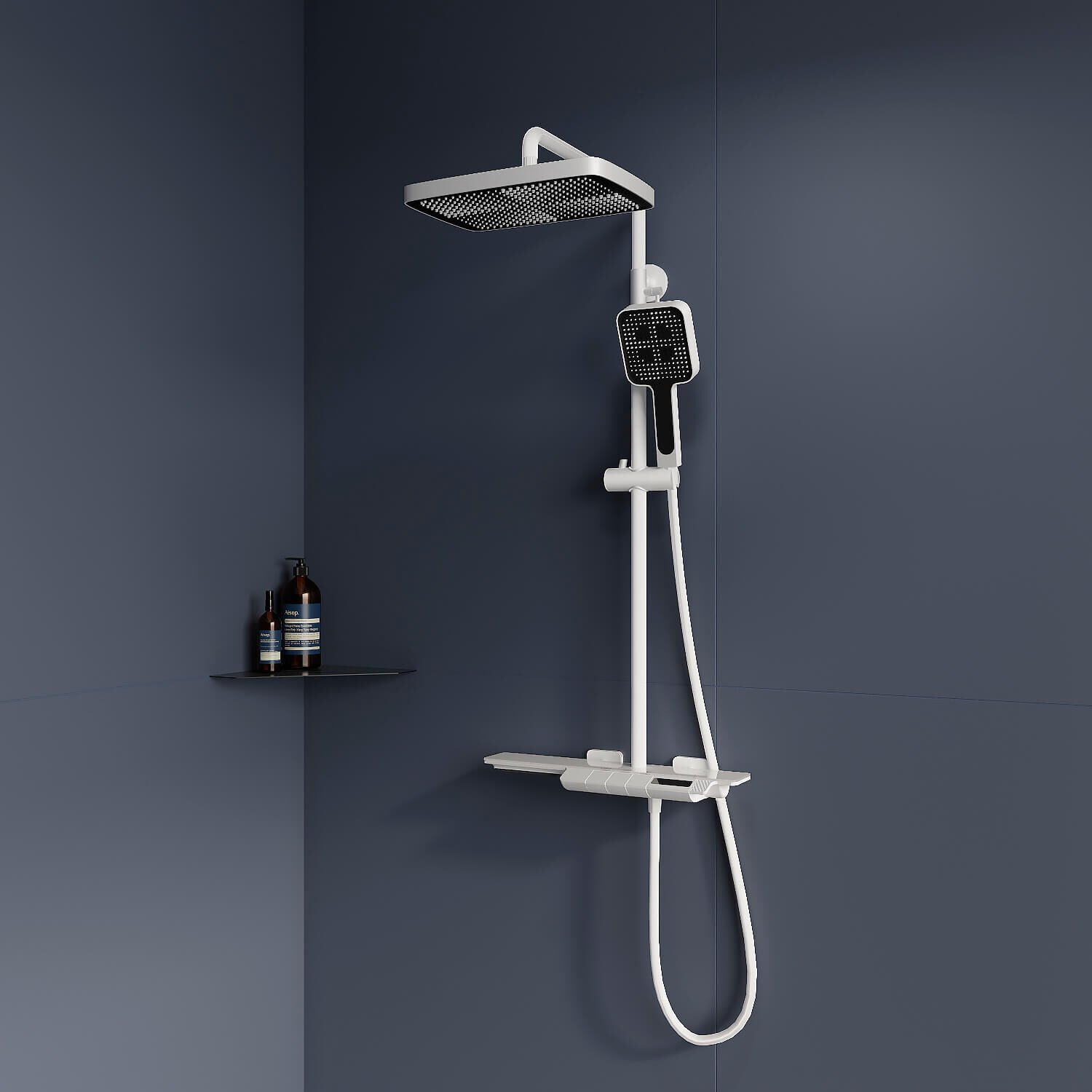 Душевая стойка RGW Shower Panels SP-34 W, с верхним душем, термостатическим смесителем, цвет белый
