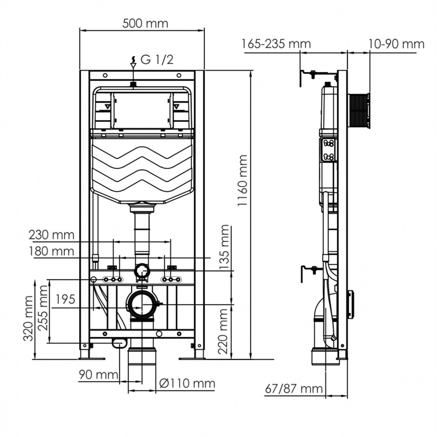 Инсталляция WasserKRAFT Aller 10TLT.010.ME.MB01 для подвесного унитаза, с черной кнопкой смыва - фото 1