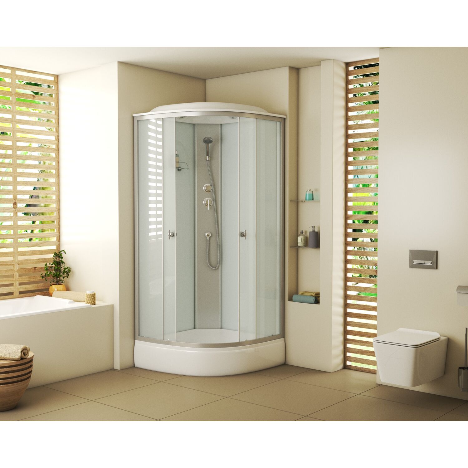 Душевая кабина Niagara Eco E80/26/MT 80х80, стекло матовое, профиль хром матовый, с крышей