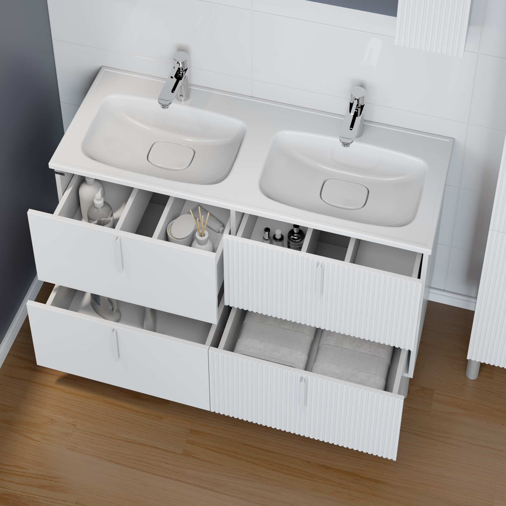 Тумба под раковину Санта Вега 120, цвет белый - фото 1