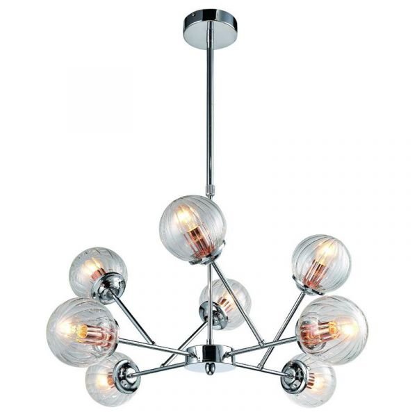 Подвесная люстра Arte Lamp Arancia A9276LM-8CC, арматура хром, плафоны стекло прозрачное, 73x73 см