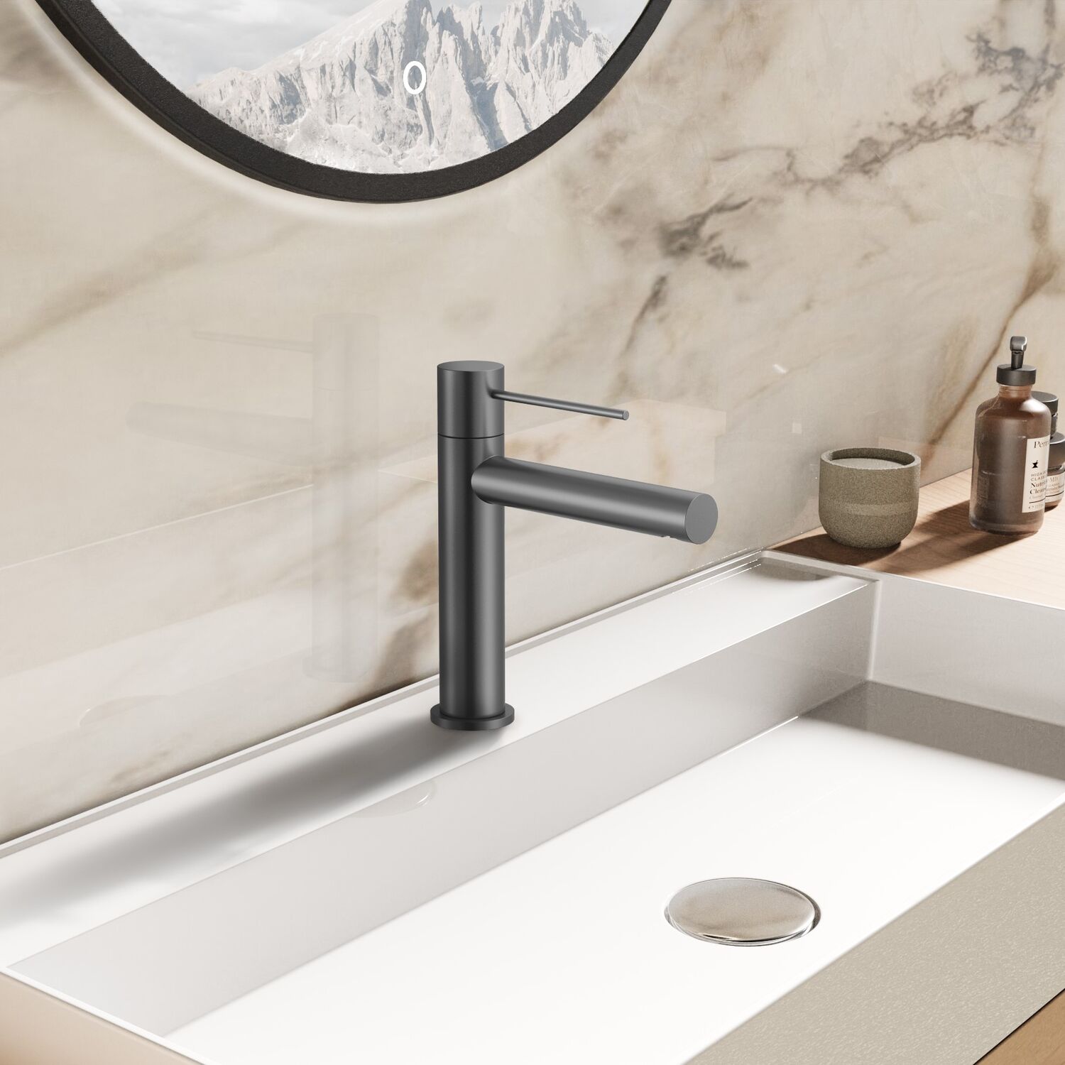 Смеситель Vincea Aspire VBF-4AS01GM для раковины, цвет вороненая сталь - фото 1