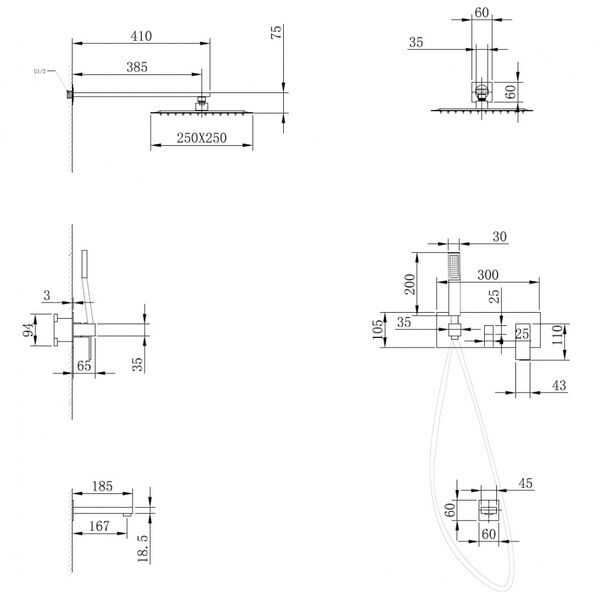 Душевой комплект Abber Daheim AF8217G, встраиваемый, цвет золото матовое